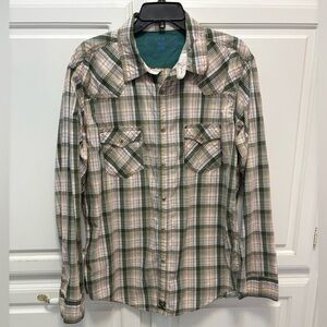 Wrangler 20X Green Plaid Snap Front Long Sleeve Western Shirt Men’s Size XL